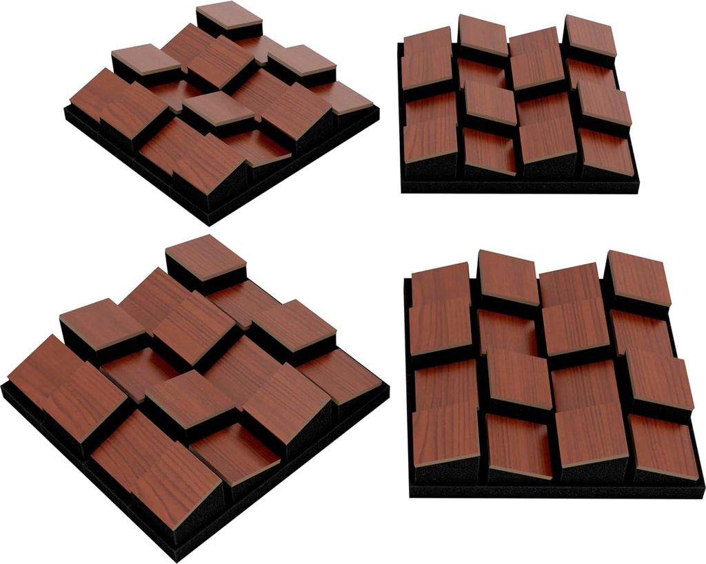 4er-Pack – Schalldiffusor Akustikpaneele | Nahtloses Erscheinungsbild | 3D-Mosaik-Wand-Puzzle | DIY-Wanddekoration | Dekorativer Diffusor aus Hol...