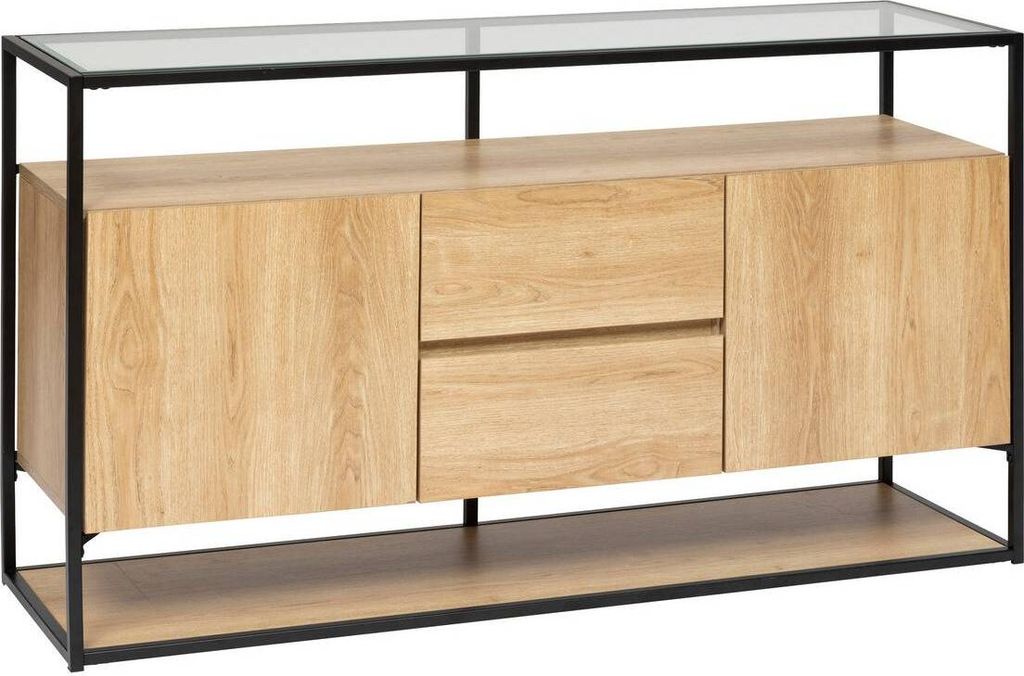 Zweitüriges sideboard "aldea" metall und holz beige 140x80cm - Atmosphera créateur d'intérieur