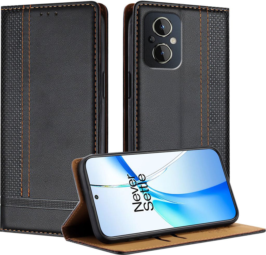 Handyhülle für OnePlus Nord N20 5G Leder Flip Klappbare Schutzhülle mit Standfunktion Schwarz