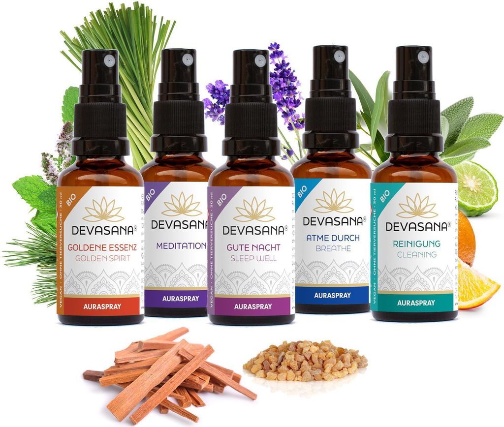Natürliche Aura Sprays - 5er Probierset