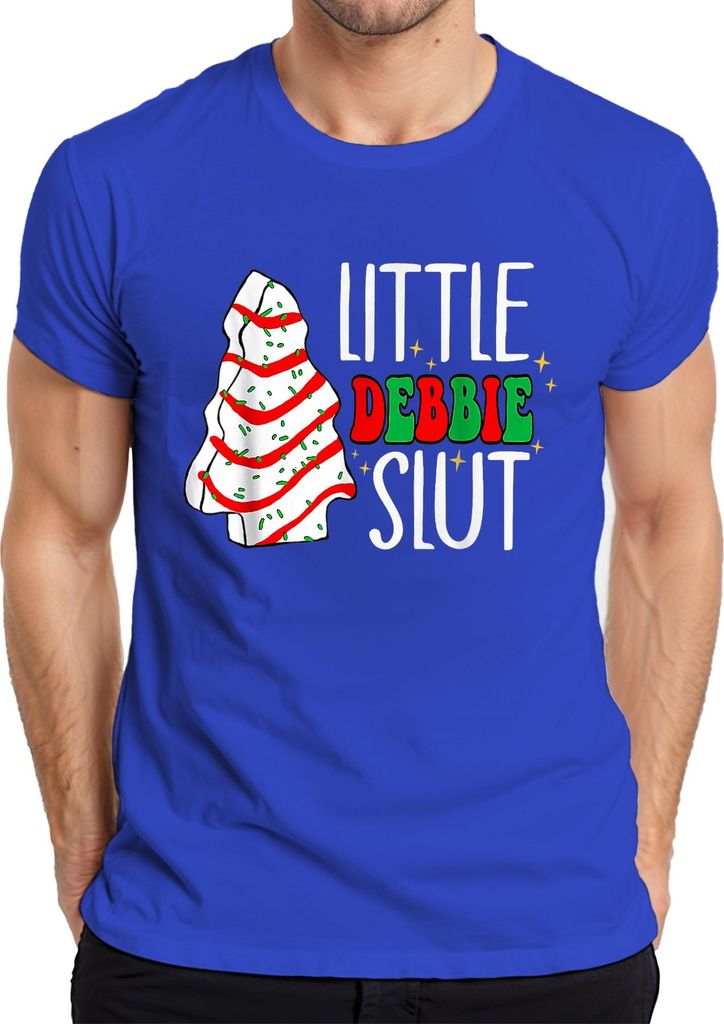 LITTLE DEBBIE SLUT Weihnachten frech lustig Geschenk Cookie Retro Herren T-Shirt, Blau, M