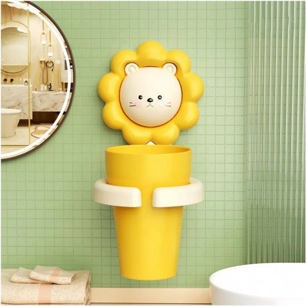 Rangement de Bain Lion Jaune Étanche et Autocollant - Sécurité Enfant