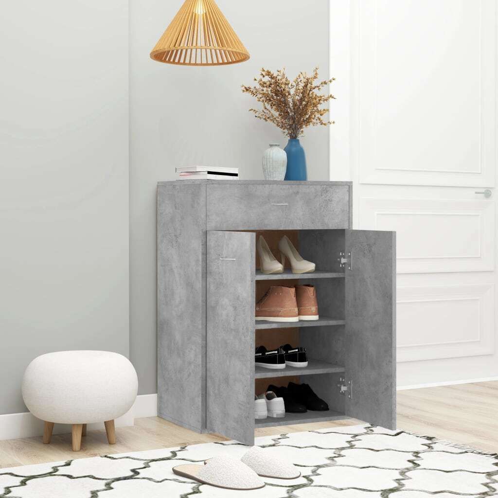 Möbel Schuhschrank/Flurschuhregal Skandinavisch - Schuhkommode - Betongrau 60x35x84 cm Holzwerkstoff Top5457992
