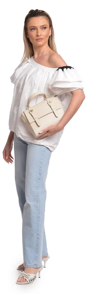 Sac cabas de bureau beige Anna Luchini pour ordinateur et documents
