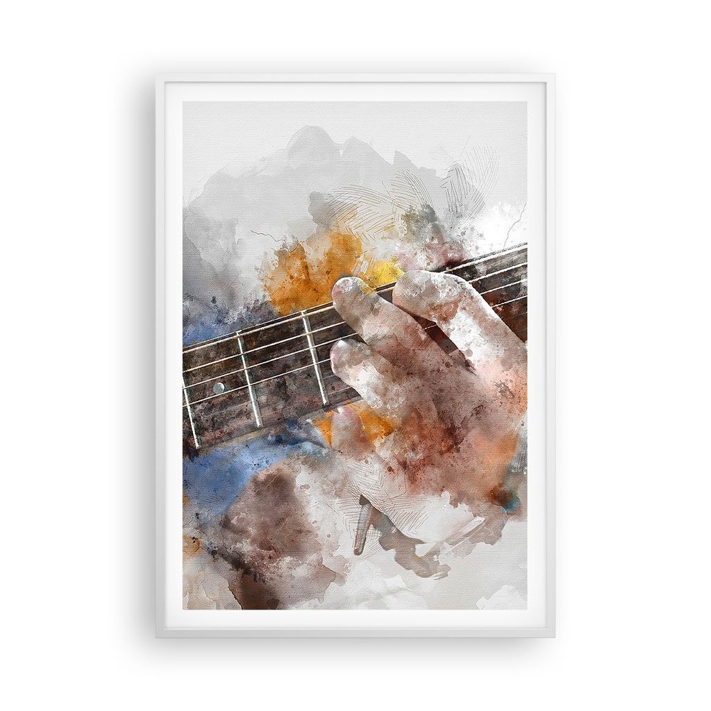 Gerahmtes Poster - Weißer Rahmen - Gitarre Musik - 70x100 cm - Wand Bild - Wanddeko - Wandbilder - Kunstposter - Wandposter - Bilderrahmen - Bilde...