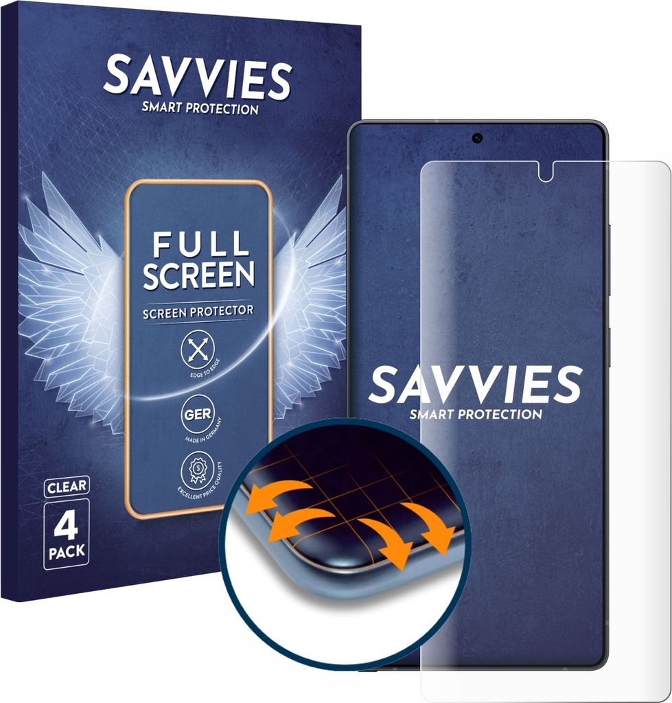 4x Savvies Fullscreen Schutzfolie für Samsung Galaxy S25 Ultra Displayschutz Folie Fullcover Klar Transparent