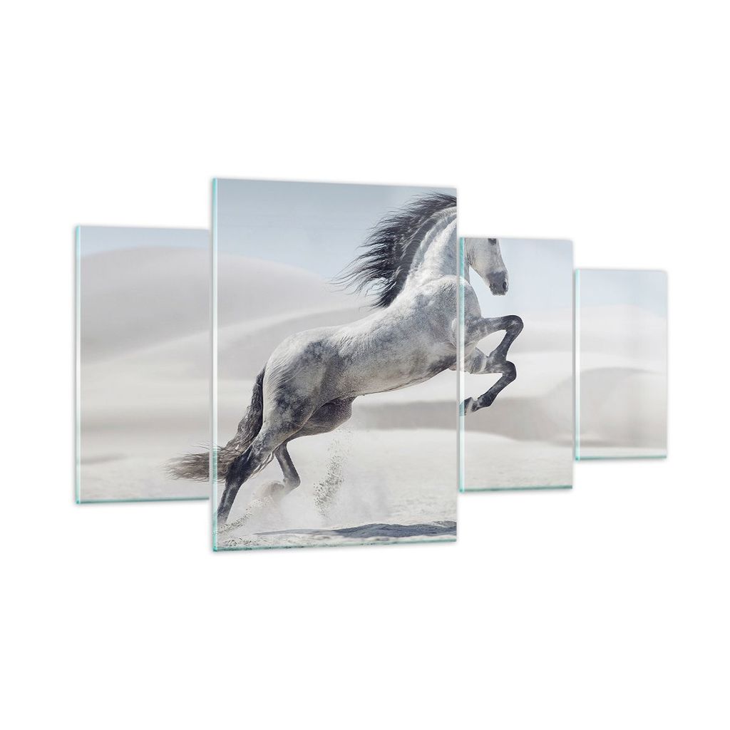 Bilder auf glas - Pferd Tier Natur - 160x90cm - Glasbilder - Wandbilder - Kunstdruck - zum Aufhängen bereit - Wanddekoration aus Glas - Glas Bilde...