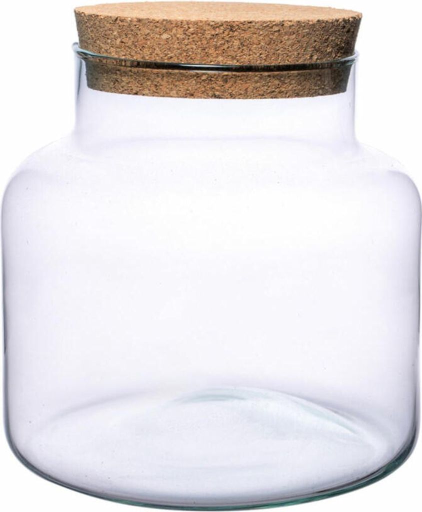 Ecoglassworks Vase Gigi mit Korken, Dekovase, Blumenvase, Glasvase, Recyceltes Glas, Transparent, 22 cm, W-395C