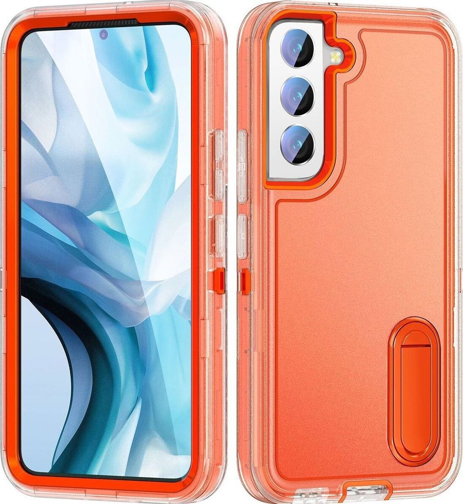 Mobigear Rugged Stand Samsung Galaxy S23 Hülle Hardcase Backcover Stoßfest mit Ständer - Orange