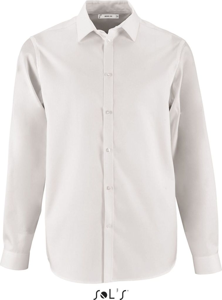 SOL'S Herren Hemd Herringbone Arbeitskleidung Shirt Langarm Anzug, Größe:3XL, Farbe:Weiß