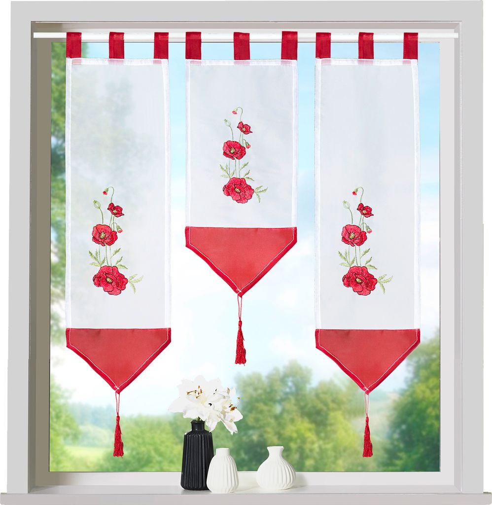 heimtexland ® Scheibengardine Set 3-tlg Schlaufen Gardine Produktbild 