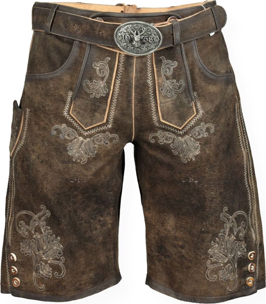 Lederhose kurz mit Gürtel Arijus braun 48