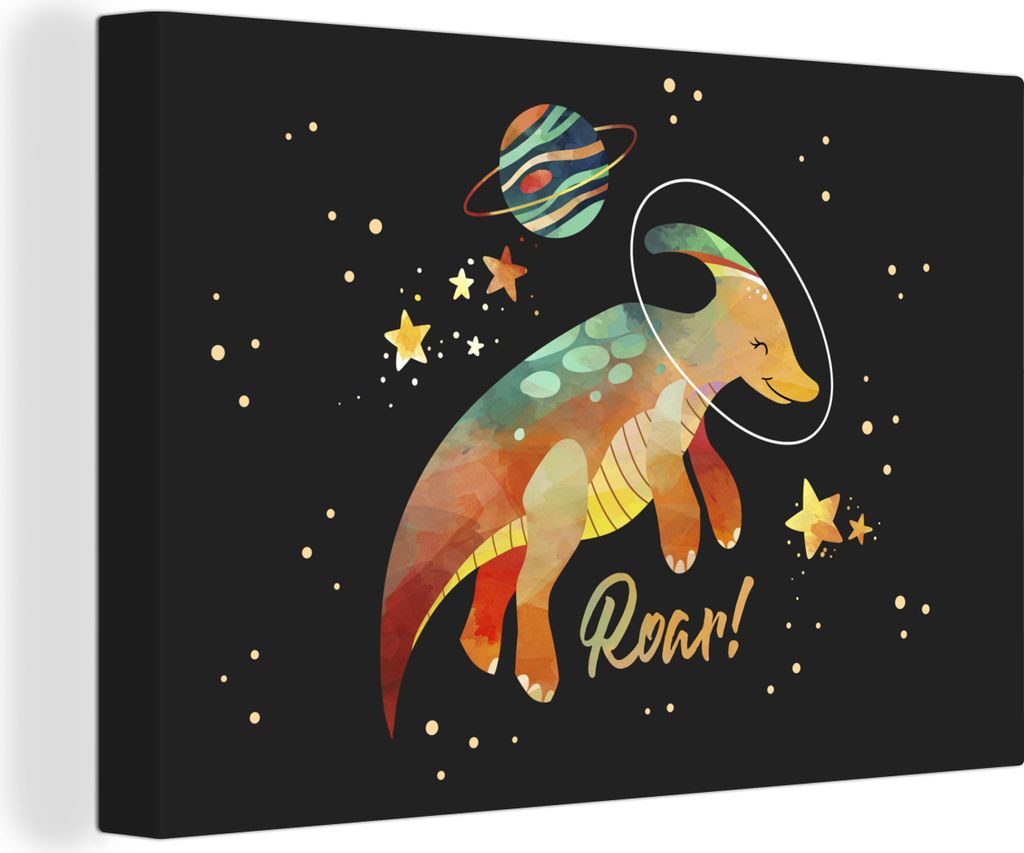 OneMillionCanvasses - Leinwandbilder - 140x90 cm, Zitate - 'Brüllen' - Dinosaurier - Sprichwörter - Kinder - Jungen - Mädchen - Kinder, Wandbi...