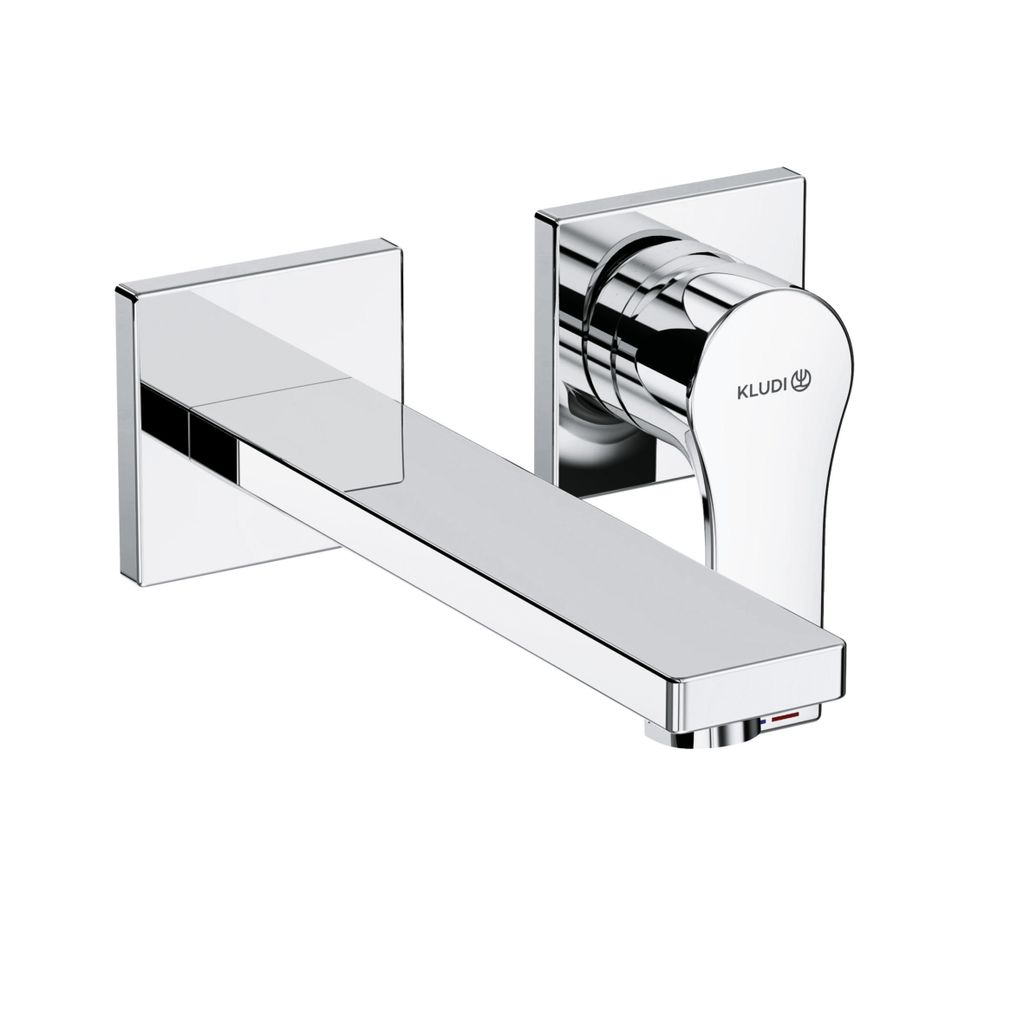 KLUDI ZENTA SL Unterputz-Waschtisch-Zweiloch-Wand-Einhandmischer, Ausladung 180mm, 2-teilige Rosette, Chrom, 482440565