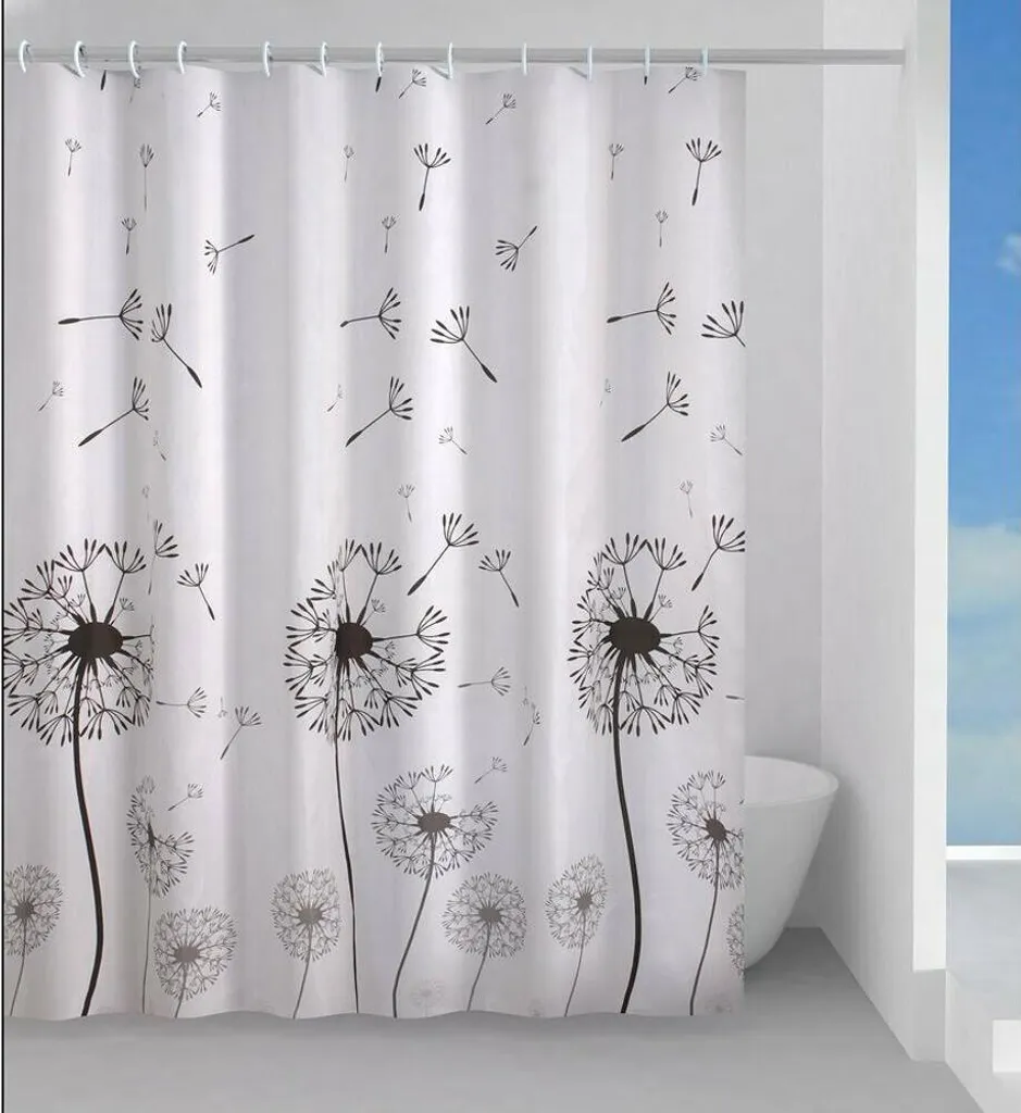 Douceur D'Intérieur Tenda Doccia In Poliestere Grigio 180x200 Cm Con Ganci Inclusi