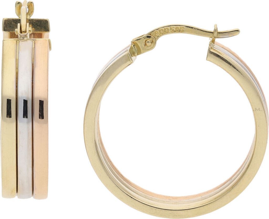 JuwelmaLux Creolen Tricolor 585 Gold JL25-06-0160