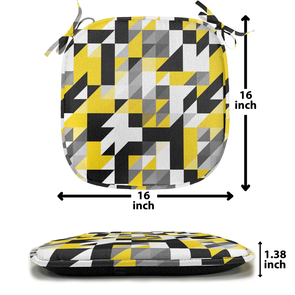 ABAKUHAUS Rivestimenti gialli e bianchi per sedie da sala da pranzo, quadrati e piede di perro, cuscini decorativi impermeabili con cinturini per sedie da cucina, 40 cm x 40 cm - confezione da 12, giallo grigio nero - 2