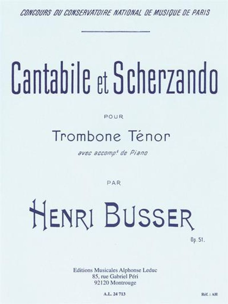 Cantabile Et Scherzando Op.51 Pourtrombone Tenor Et Piano