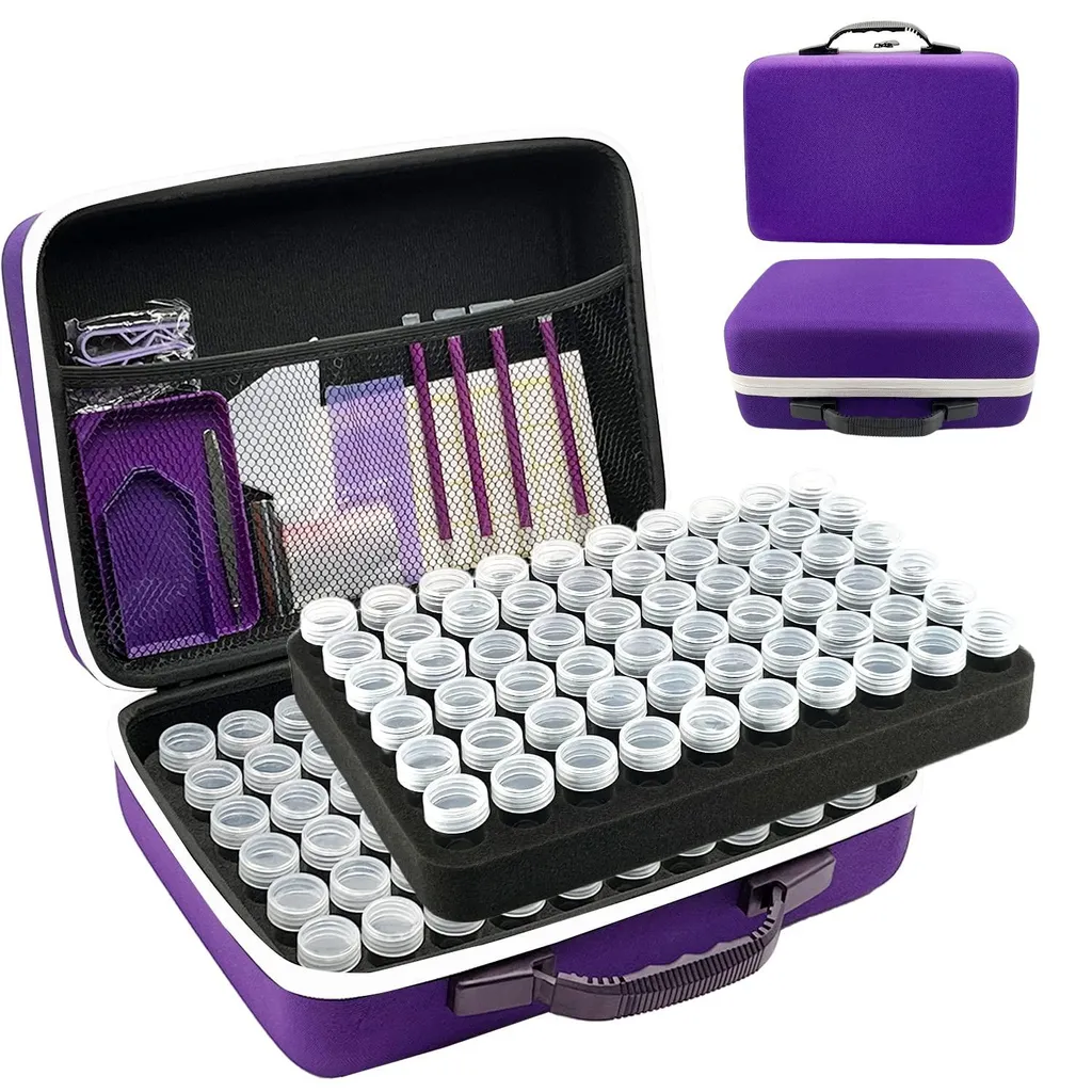 Kit de rangement diamant painting 120 flacons avec accessoires et stylo