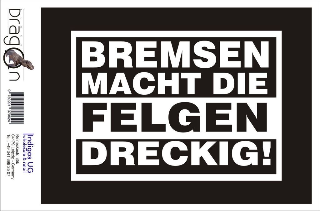 Aufkleber / Autoaufkleber - JDM / Die cut / Auto / OEM - Bremsen macht die Felgen dreckig! - 210x150mm gold - Heckscheibe / Heckscheibenaufkleber