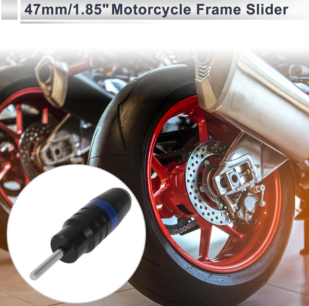 11mm Motorrad Slider Rahmen Aluminiumlegierung Kunststoff Rad Verkleidung Schutz Crash Pad Schutz 47mm 135mm Bolzen Blau 1 Set