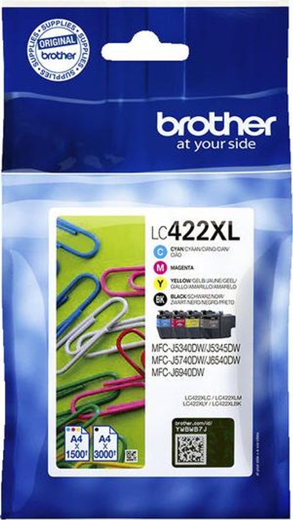 Brother LC422XLVALDR, Hohe (XL-) Ausbeute, Schwarz, Cyan, Produktbild 