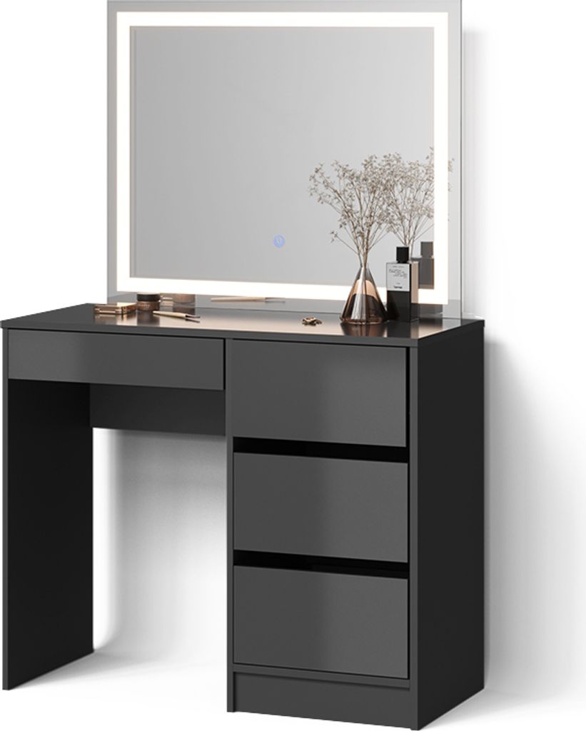 Schminktisch Livinity Imola Anthrazit 90 cm mit LED- Spiegel, Model 52420