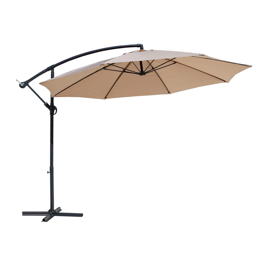 Ombrellone Rebecca Mobili con palo decentrato, 3x3 m, acciaio e poliestere, beige
