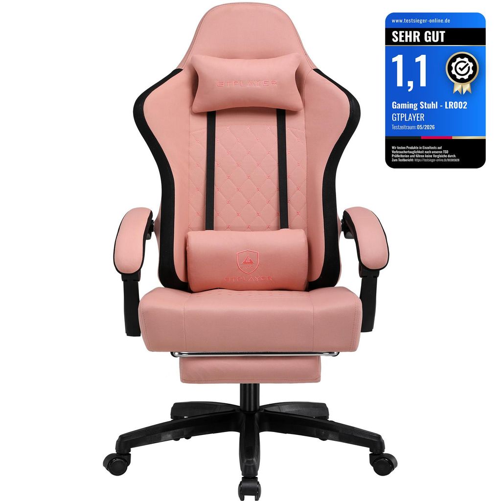 GTPLAYER Gaming Stuhl Stoff, Gaming Sessel mit Taschenfederkissen, ergonomischer Drehstuhl, Gamer Stuhl mit Fußstütze150 kg Belastbarkeit, orange