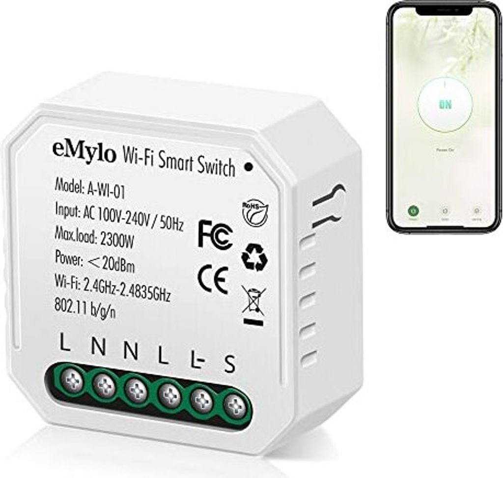 Emylo Mini Smart WiFi Relay Switch Wireless Fernbedienung Light AC 220V 1 Gang integrierte Schaltmodul 16A DIY Timer Voice Home Automation