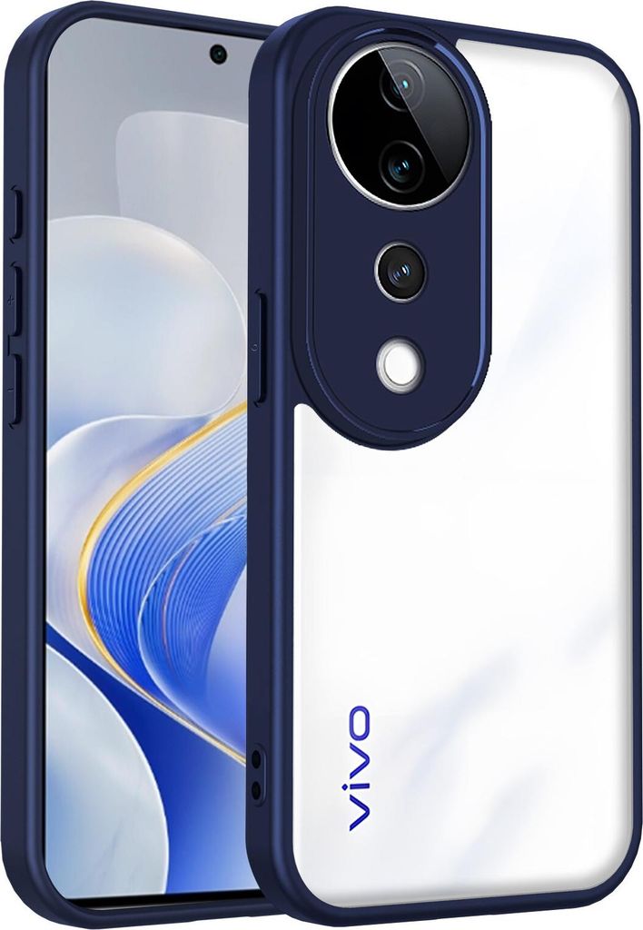 Hülle für Vivo V40/V40 Pro/S19 Pro/T3 Ultra Transparente Rückseite TPU Bumper Stoßfest Handyhülle Blau