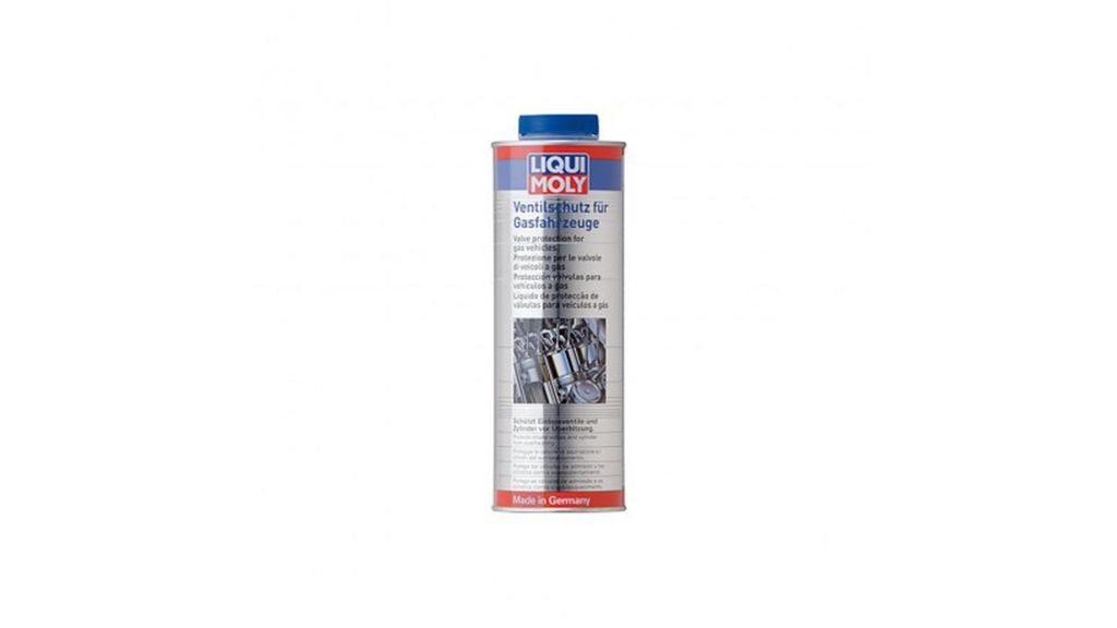 A product shot of a bottle of Liqui Moly Ventilschutz für Gasfahrzeuge.