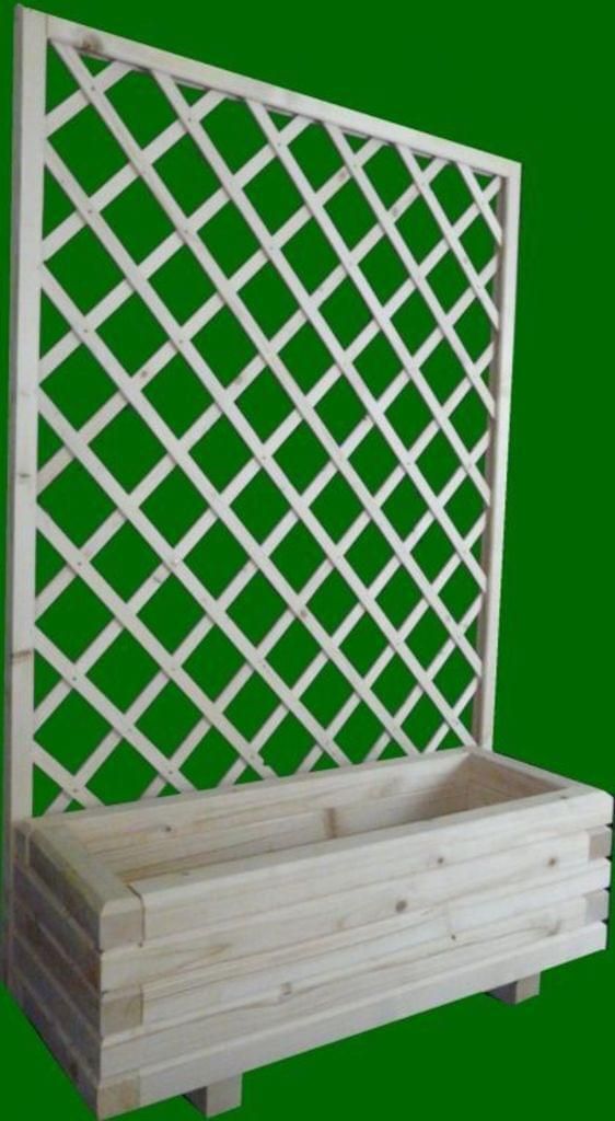 Massiver Pflanzkasten 60x40mm unbehandelt Mit Rankgitter Spalier Gesamthöhe 140 cm Blumenkasten 100 x 50 x 36 cm RK-26