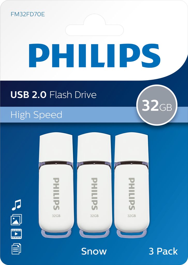 Philips Clé USB 2.0, 32 Go, Snow Edition, 3 pièces, couleur Image du produit 