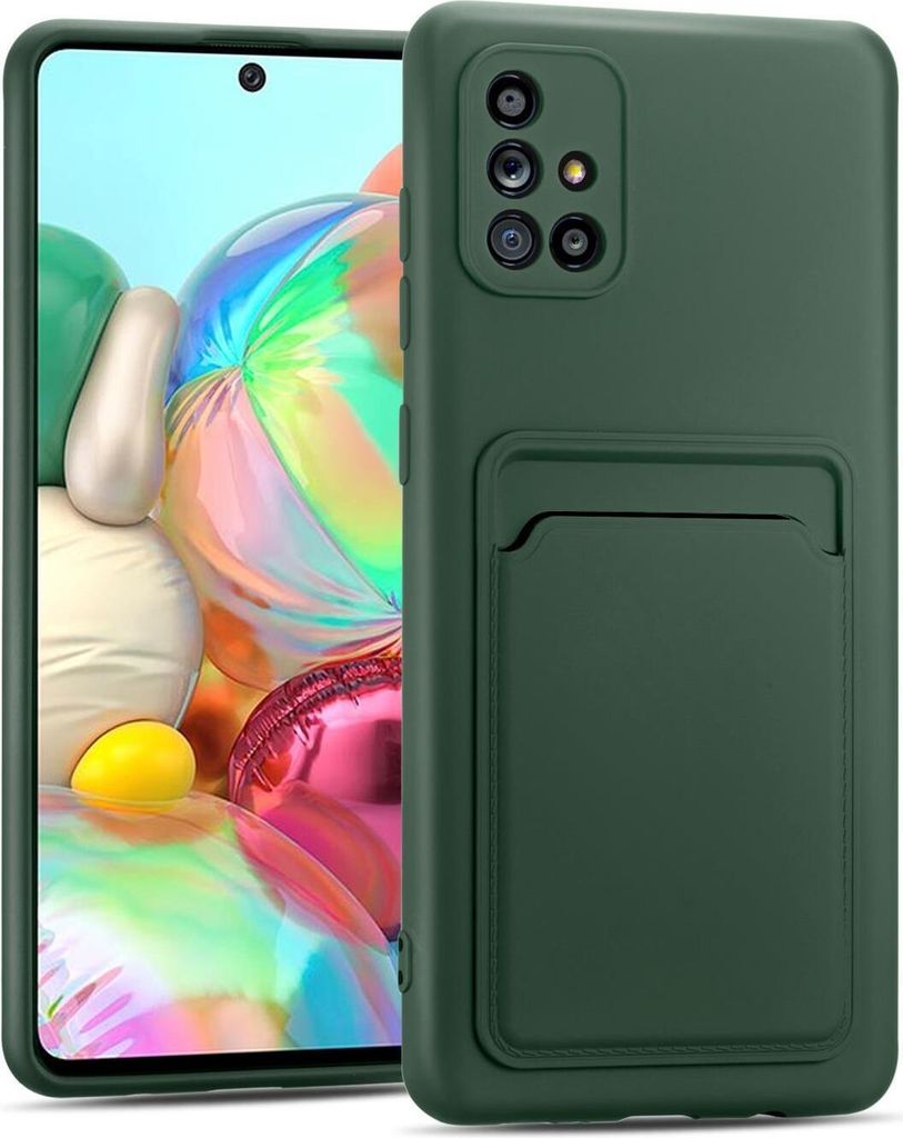 Conie Schutzhülle für Samsung Galaxy A51 mit Kartenfach Tasche Case Cover Bumper Silikon Hülle in Grün