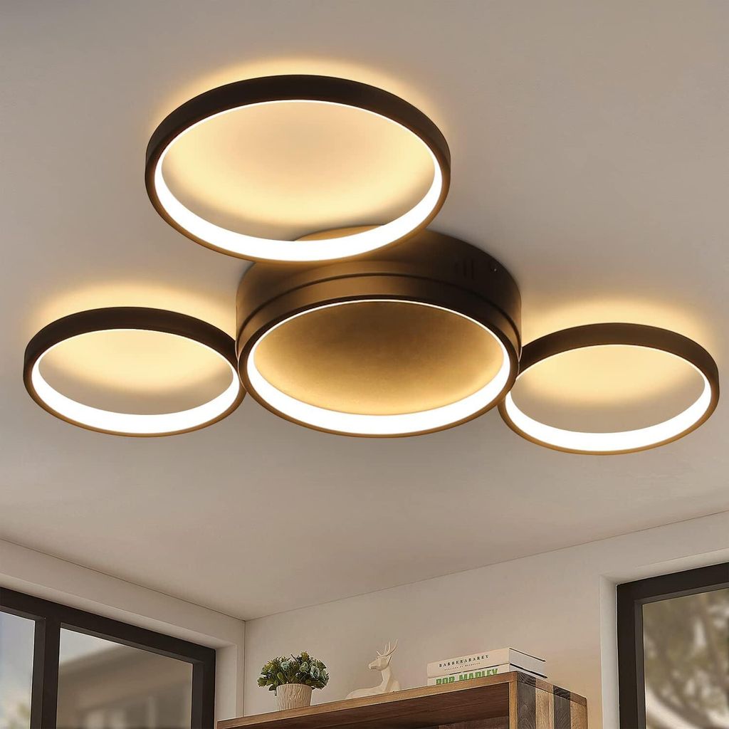 ZMH LED Deckenleuchte Weiß Warmweiß Wohnzimmer Modern Ring Design 4 Flammig 29W für Schlafzimmer Büro Kinderzimmer Esszimmer