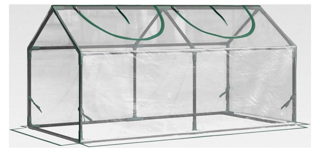 Gewächshaus mit Fenstern, PE-Gitterfolie, Foliengewächshaus aus Stahl, Treibhaus für Balkon und Garten, 120x60x60cm
