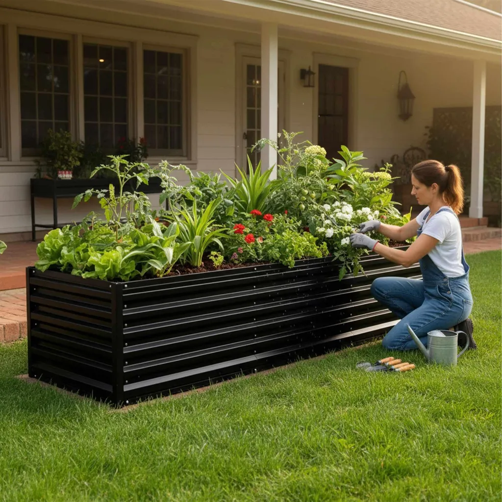 Potager surélevé 240 cm acier galvanisé résistant aux intempéries - 3