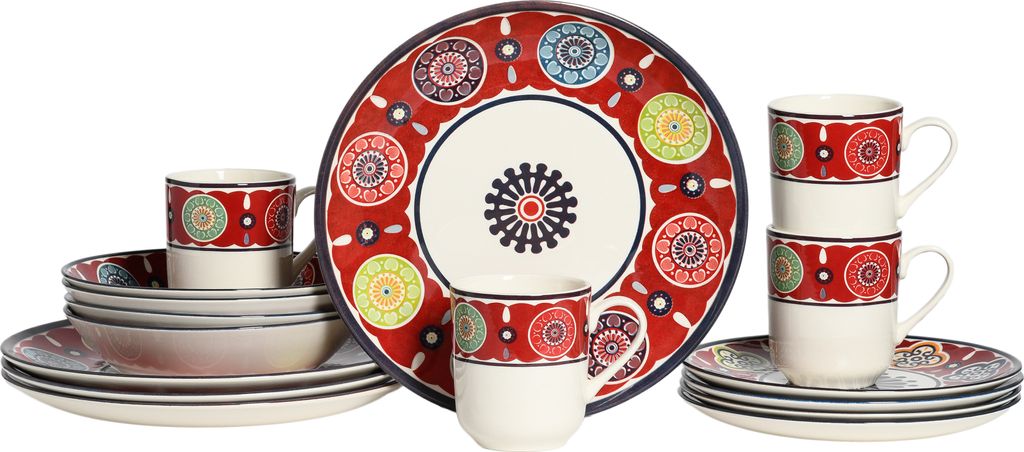 CreaTable, 24008, Sumaya Red, Kombiservice 16-tlg, Steingut