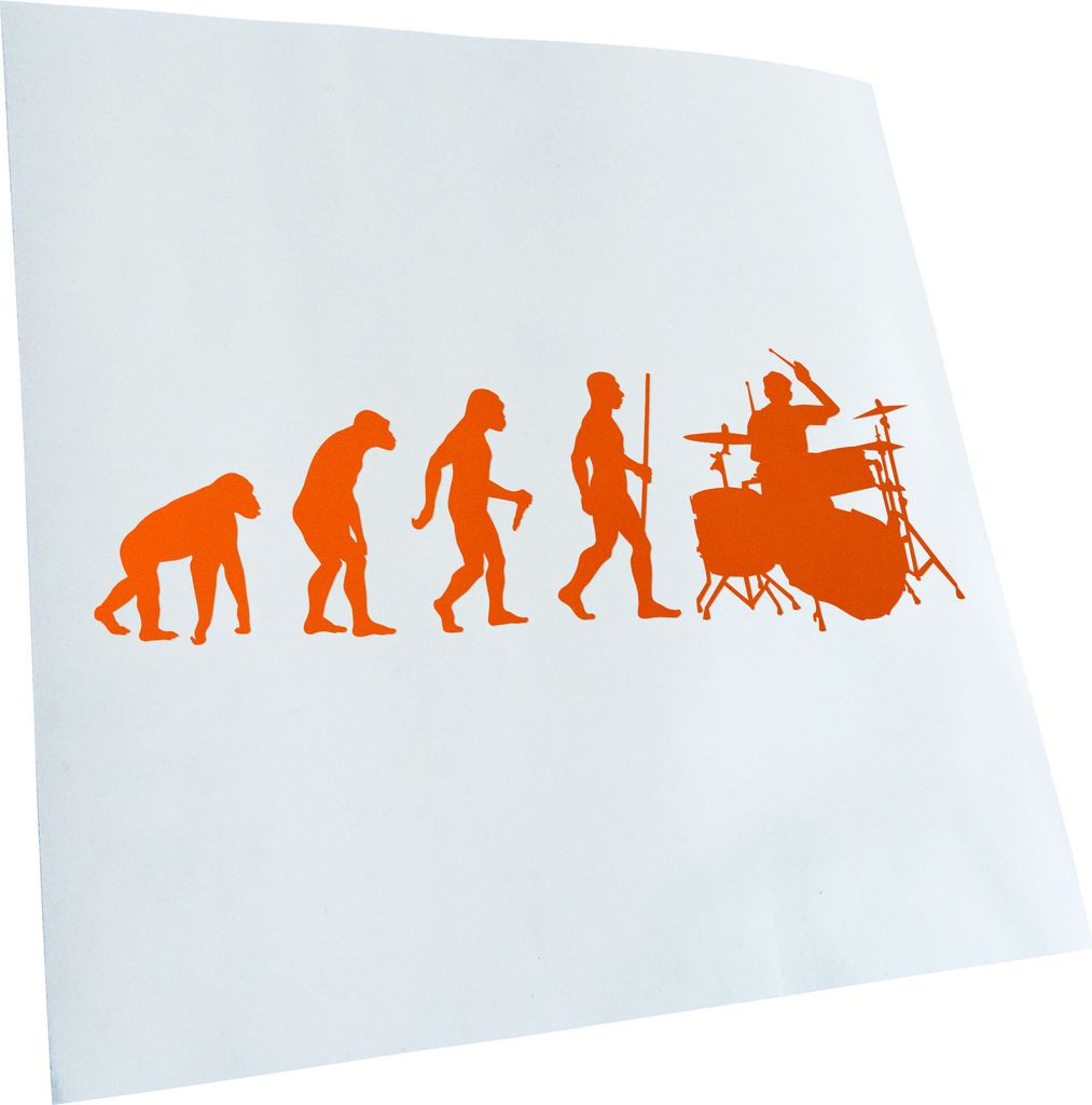 Kiwistar - Autoaufkleber - Evolution Schlagzeuger - Orange - 30x11cm - Aufkleber für Auto, Laptop, Fahrrad, LKW, Motorrad mehrfarbig JDM Decal Racing