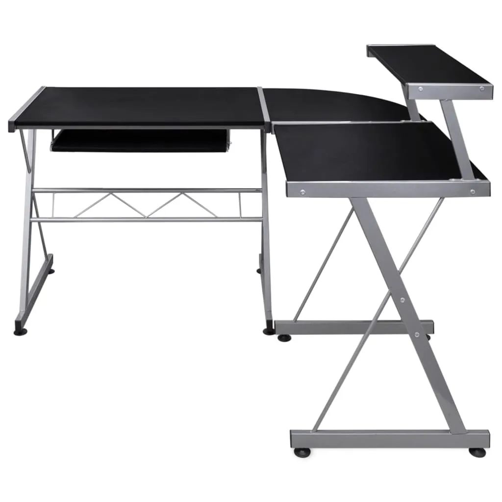 Scrivania Angolare Gaming Nera 132x112x99 cm | Supporto Ligneo