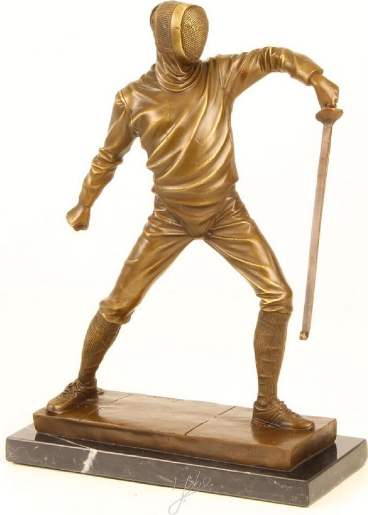 Casa Padrino Luxus Bronze Skulptur Fechter Gold / Bronze / Schwarz 21,5 x 9,5 x H. 31 cm - Bronzefigur