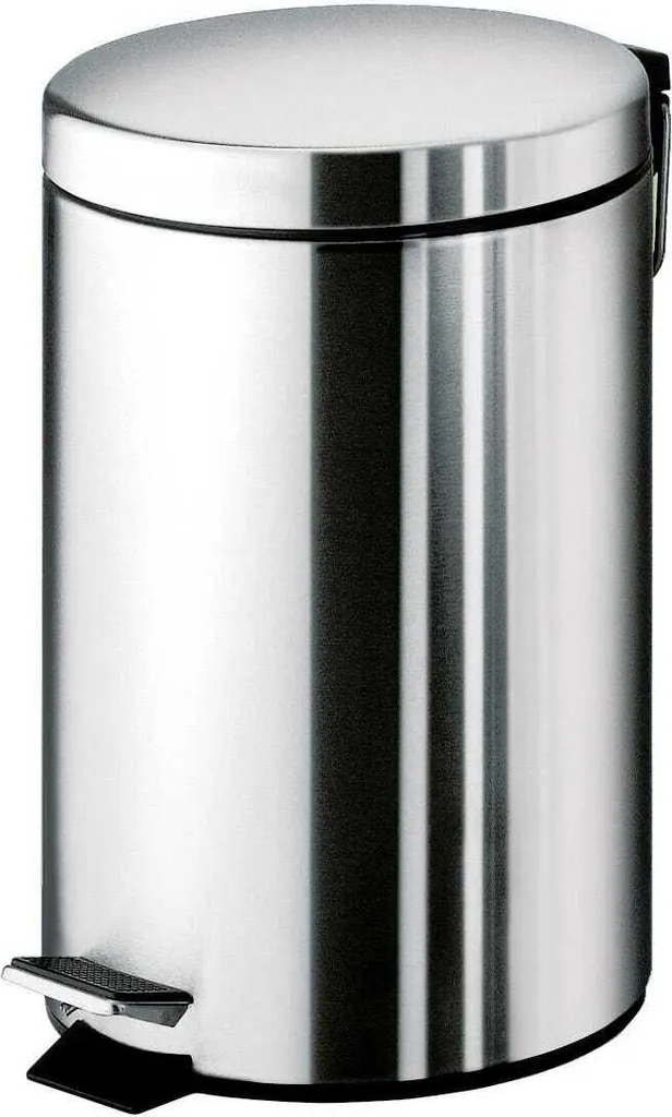 Cestino Bagno Acciaio Inox 3L con Pedale - Pattumiera Rotonda Lucida