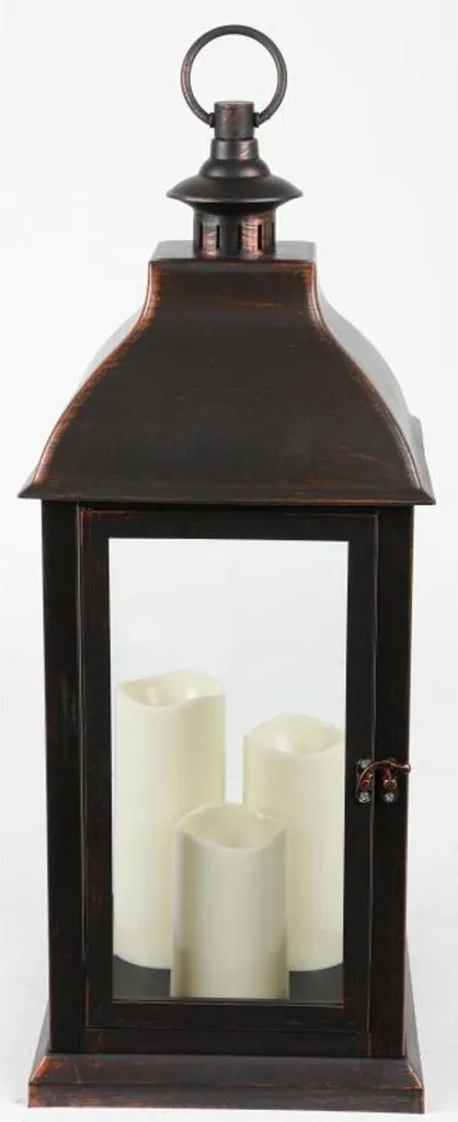 Grande lanterne décorative 59cm avec 3 bougies LED et fonction timer - 5