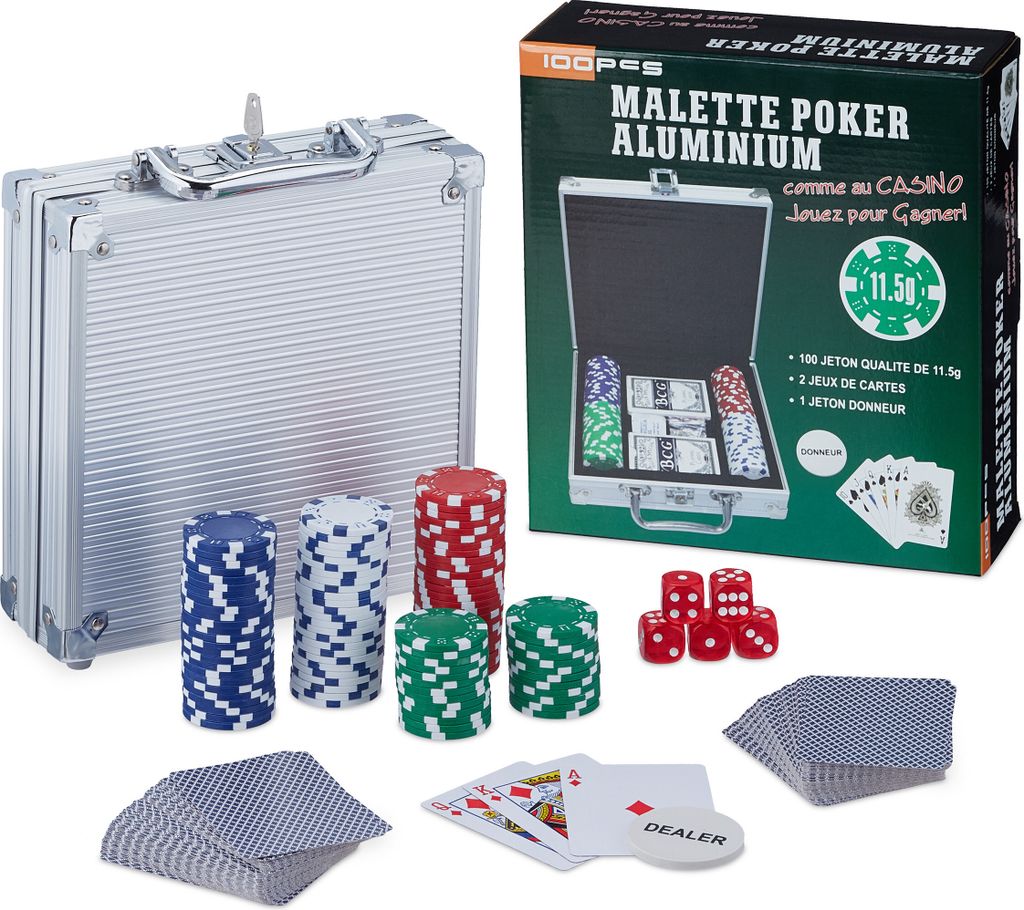 Relaxdays Pokerkoffer, 100 Pokerchips ohne Wert, 2 Produktbild 