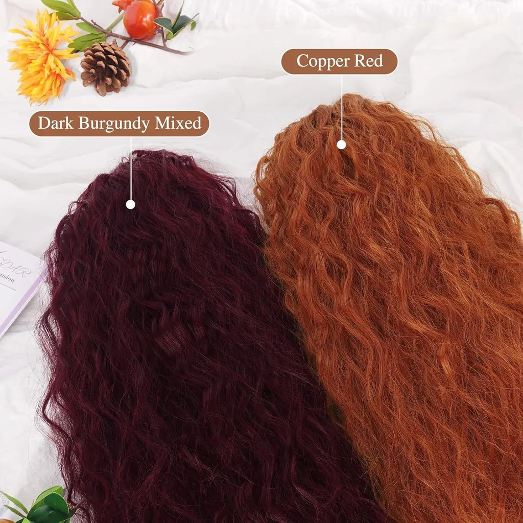 Extension Queue de Cheval pour Coiffure de Soirée Bouclée Rouge 56cm - 6