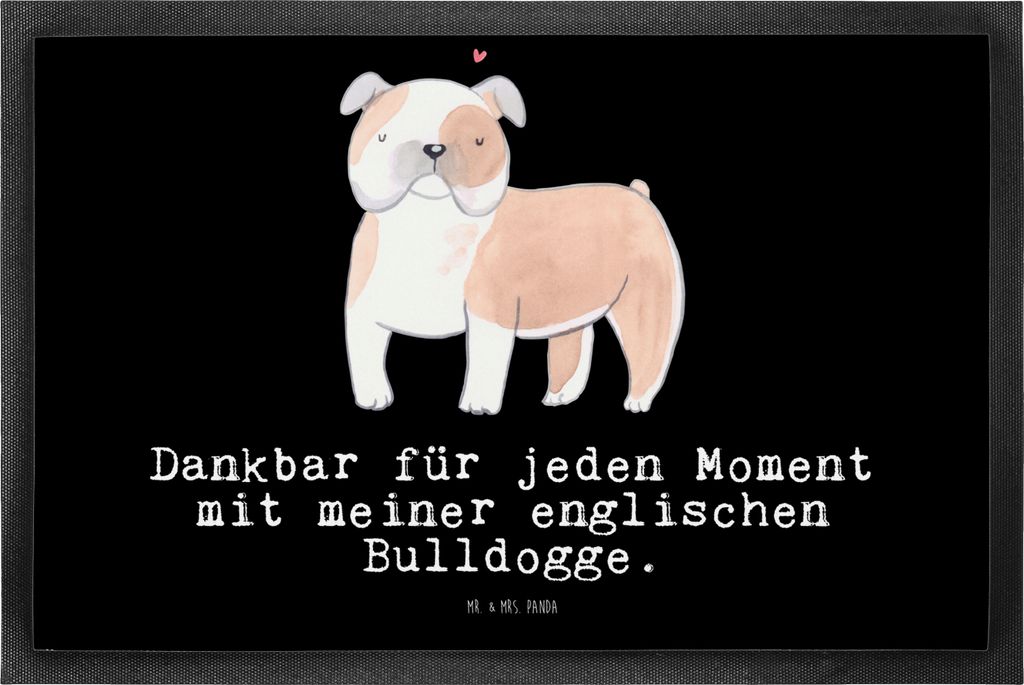 Mr. & Mrs. Panda fußmatte Englische Bulldogge Moment 50 x 75 cm - Schwarz - Geschenk, Schuhabstreifer, Schmutzfangmatte, English Bulldog, Schmutzm...