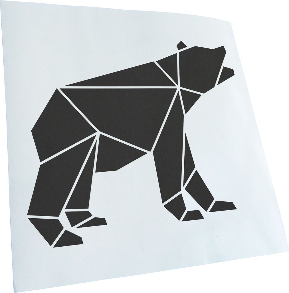 Kiwistar - Autoaufkleber - Papierfalten Bär - Dunkelgrau - 30x25cm - Aufkleber für Auto, Laptop, Fahrrad, LKW, Motorrad mehrfarbig JDM Decal Racing
