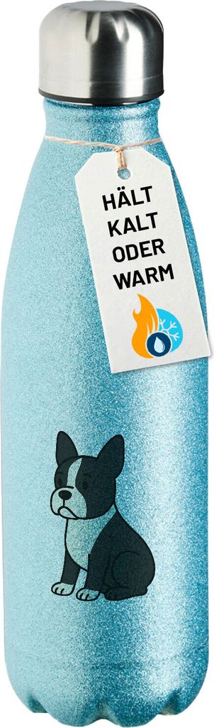 Huuraa Trinkflasche Boston Terrier Comic Bostonie 500ml Blue Edelstahl Wasserflasche Trinkflasche Geschenkidee