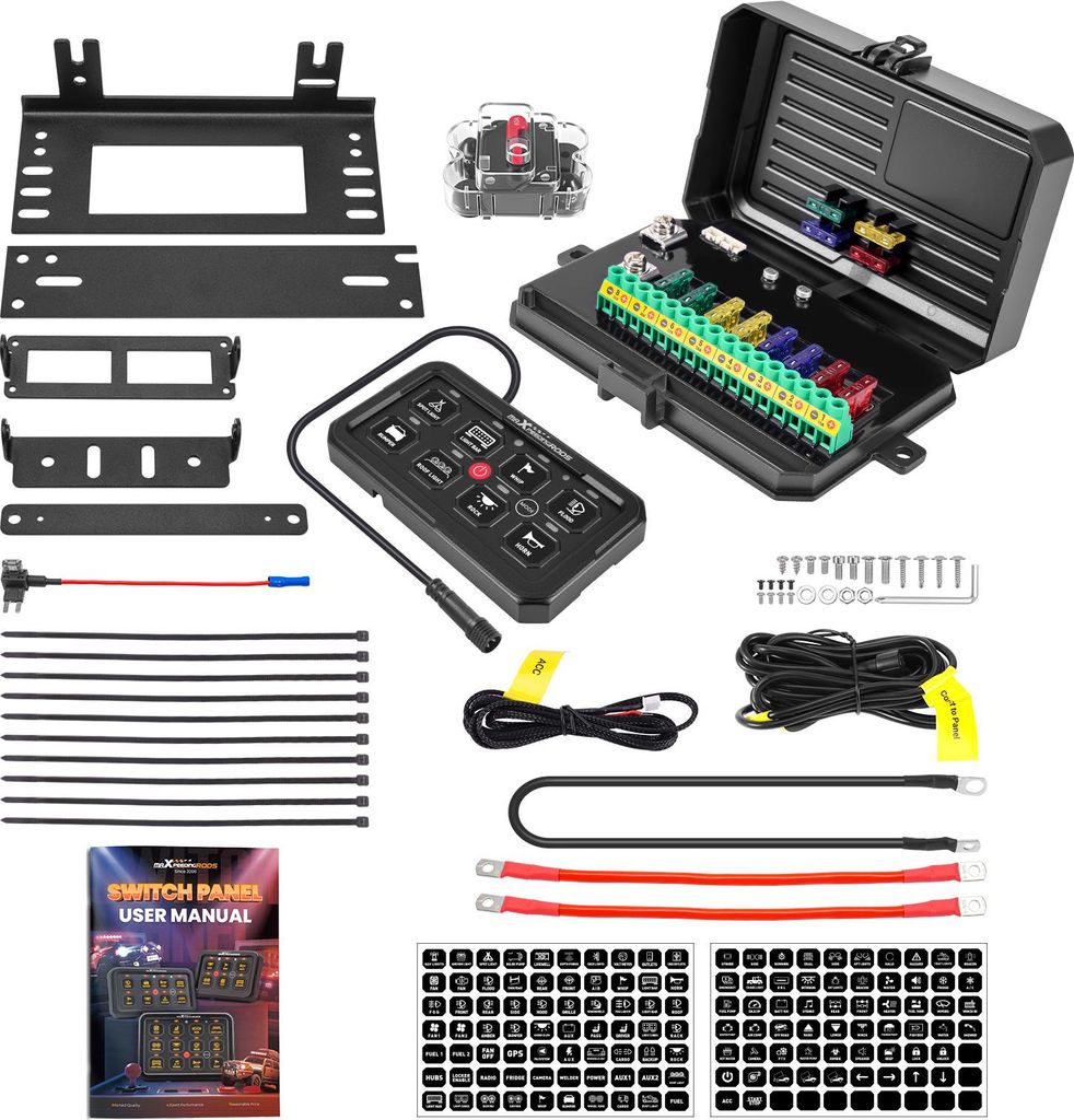 8 Gang Switch Panel LED Light Bar Control Electronic Relay System 12V/24V 60A